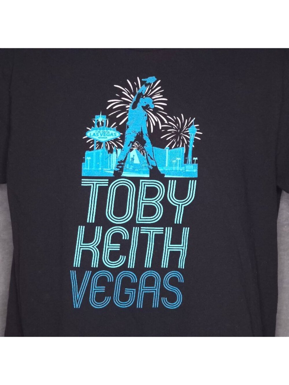Toby Keith Vegas 2023 Gildan Softstyle Black T-Shirt L Graphic Tee Short Sleeve